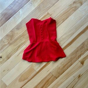 Monteau Strapless Red Peplum Top